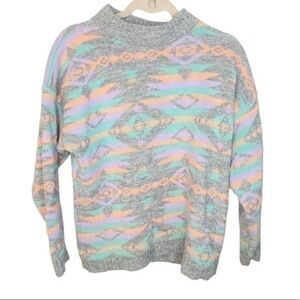 PASTEL Geometric Knit Sweater Size Petite Large